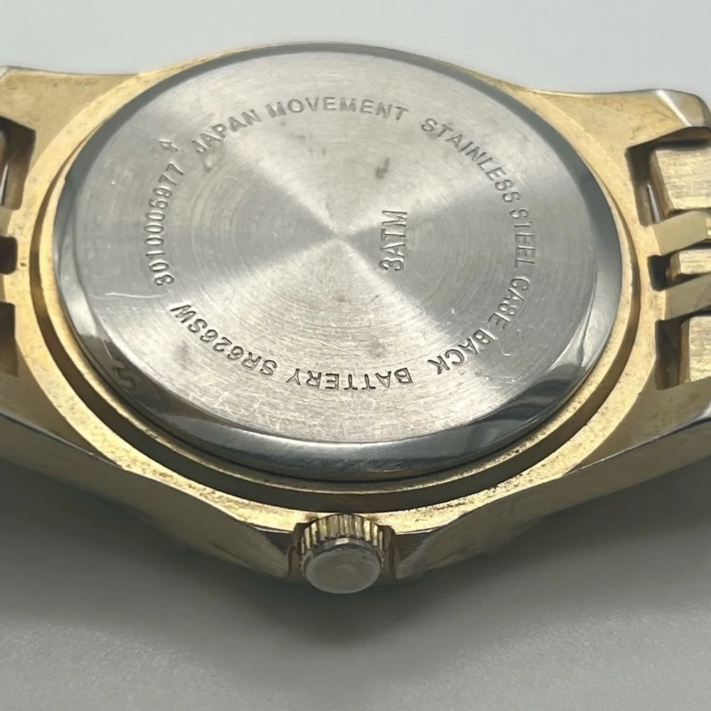 Water Resistant Mens Watch Two Tone Metal Link Bracelet Watch Working
